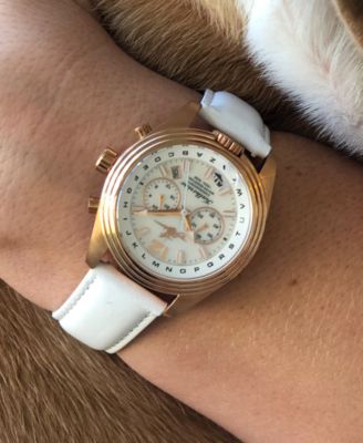 Katherine Women's Chronograph White Leather Strap Watch 40mm