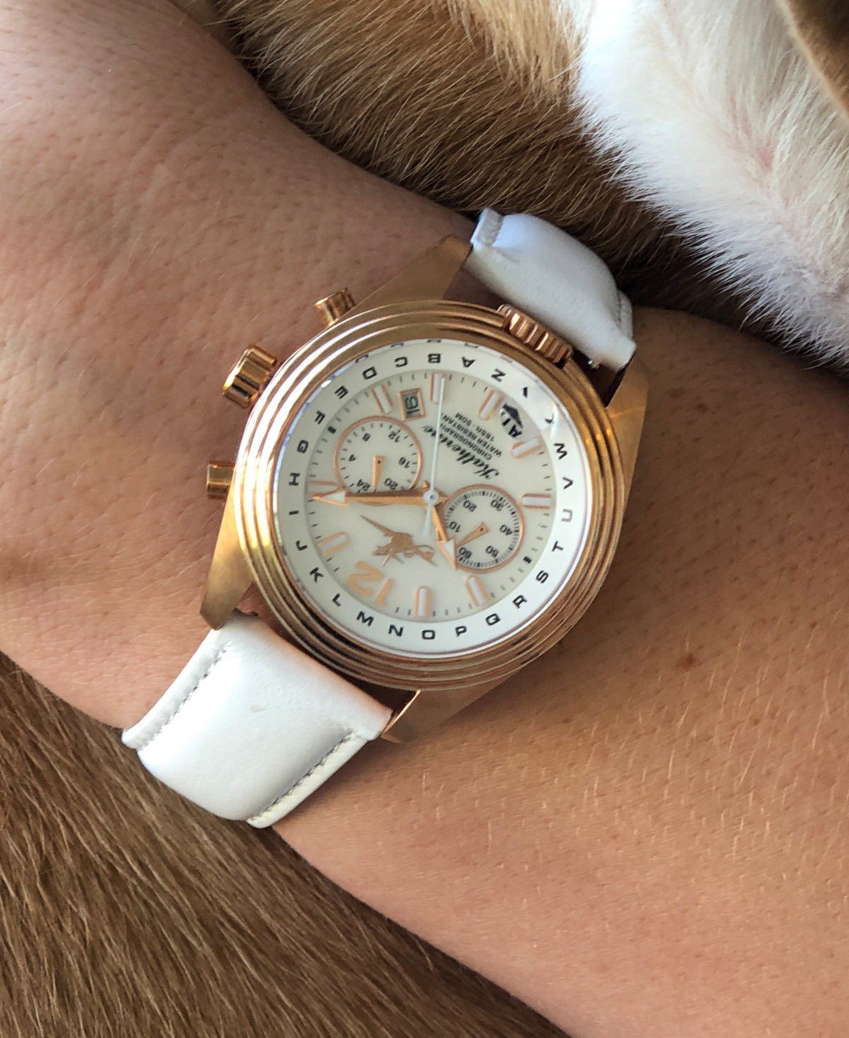 Shop Abingdon Co. Katherine Women's Chronograph White Leather Strap Watch 40mm In Pearl White
