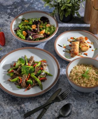 Elite Lagos Double Bowl-16 Piece Dinnerware Set,  Service for 4