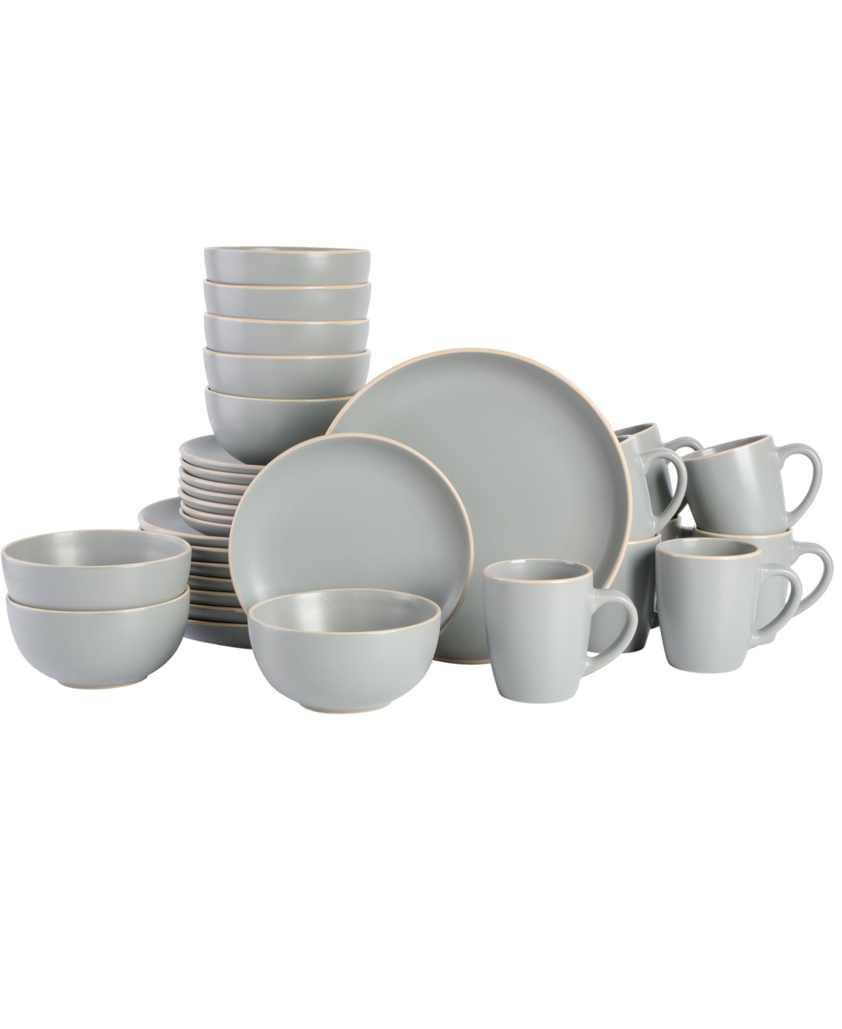 Home Rockaway 32 Piece Dinnerware Set, Service for 8 - Black