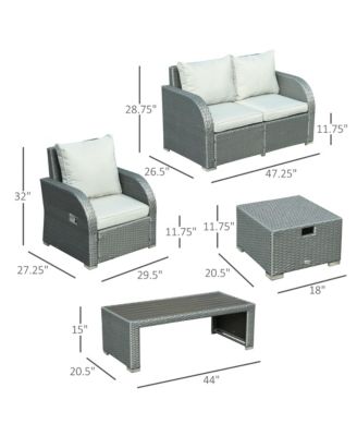 6-Piece Outdoor Rat Wicker Sofa Set w/ Gas Adjustable Sofa,