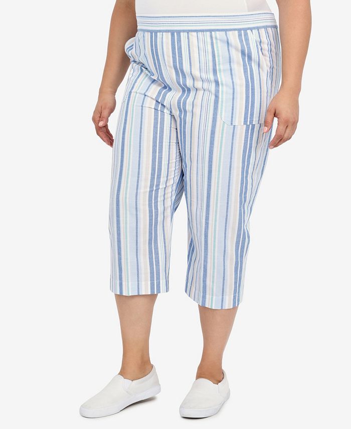 Alfred Dunner Plus Size Set Sail Vertical Stripe Capri Pants Macy's
