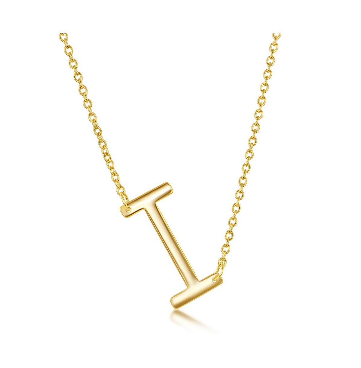 Sterling Silver 14k Gold Plated Sideways Initial Necklace - Gold i