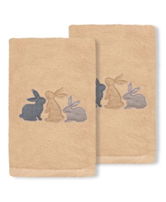 Bunny Row Embroidered Luxury 100% Turkish Cotton Hand Towel Set, 30" x 16"