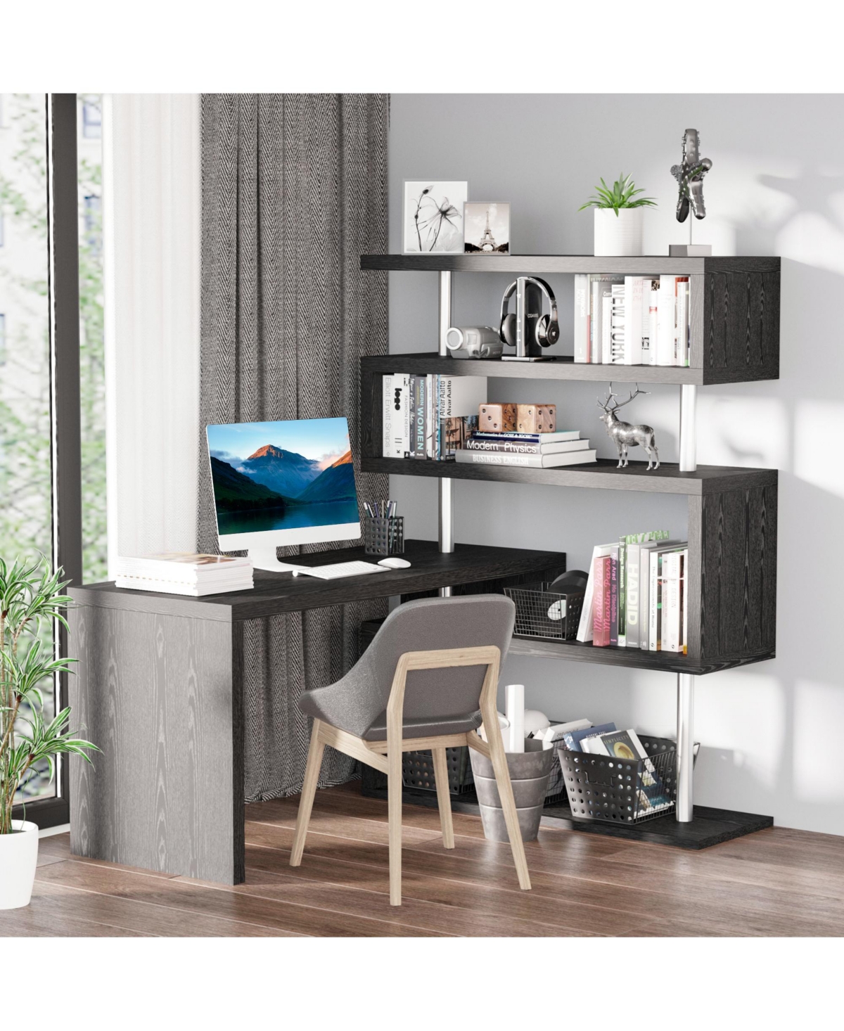 Homcom Rotating Core Hobby Desk 4 Tier Hollow Combo Computer Table Display Shelf