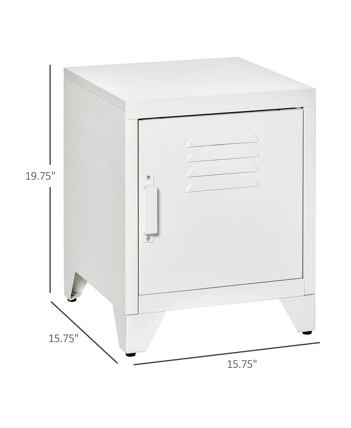 LockerStyle Nightstand Storage Side Table w/ Shelf & Metal
