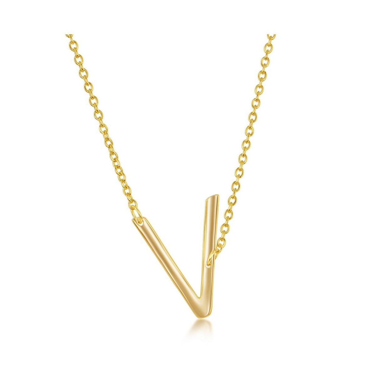 Sterling Silver 14k Gold Plated Sideways Initial Necklace - Gold v