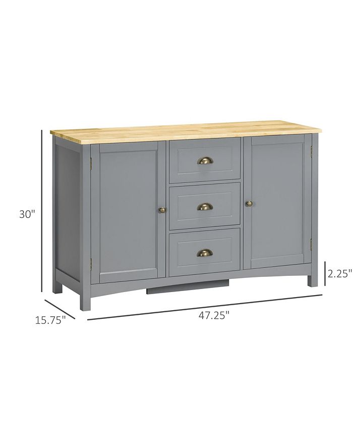 Buffet with 3 Storage Drawers and Adjustable Shelves, 2