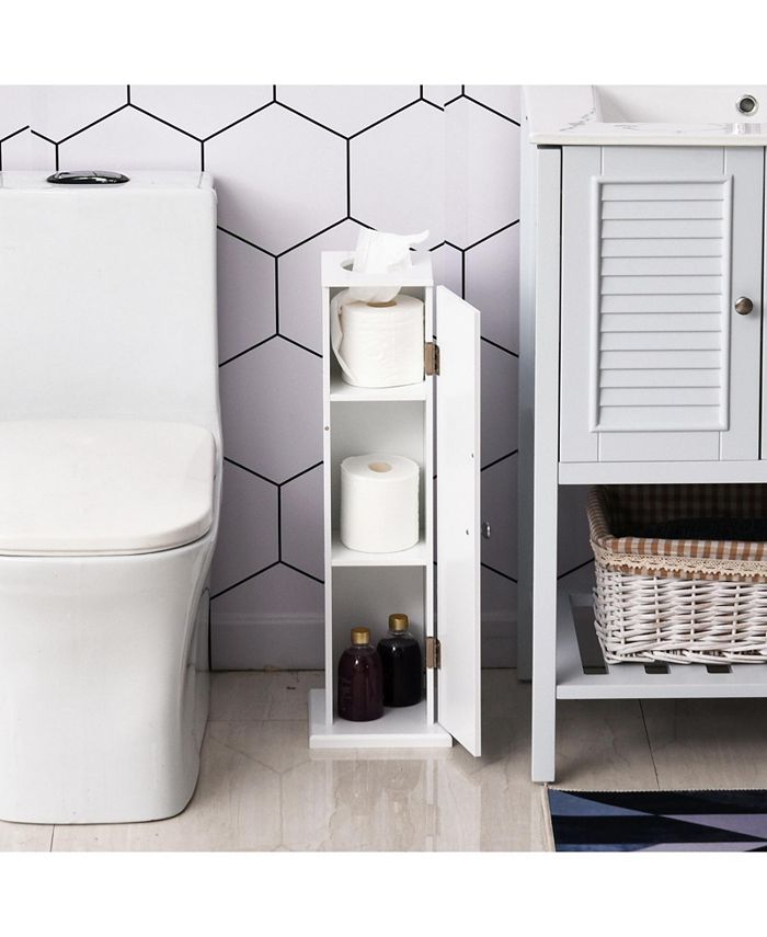 Small Bathroom Corner Floor With Door And Shelves Vanity