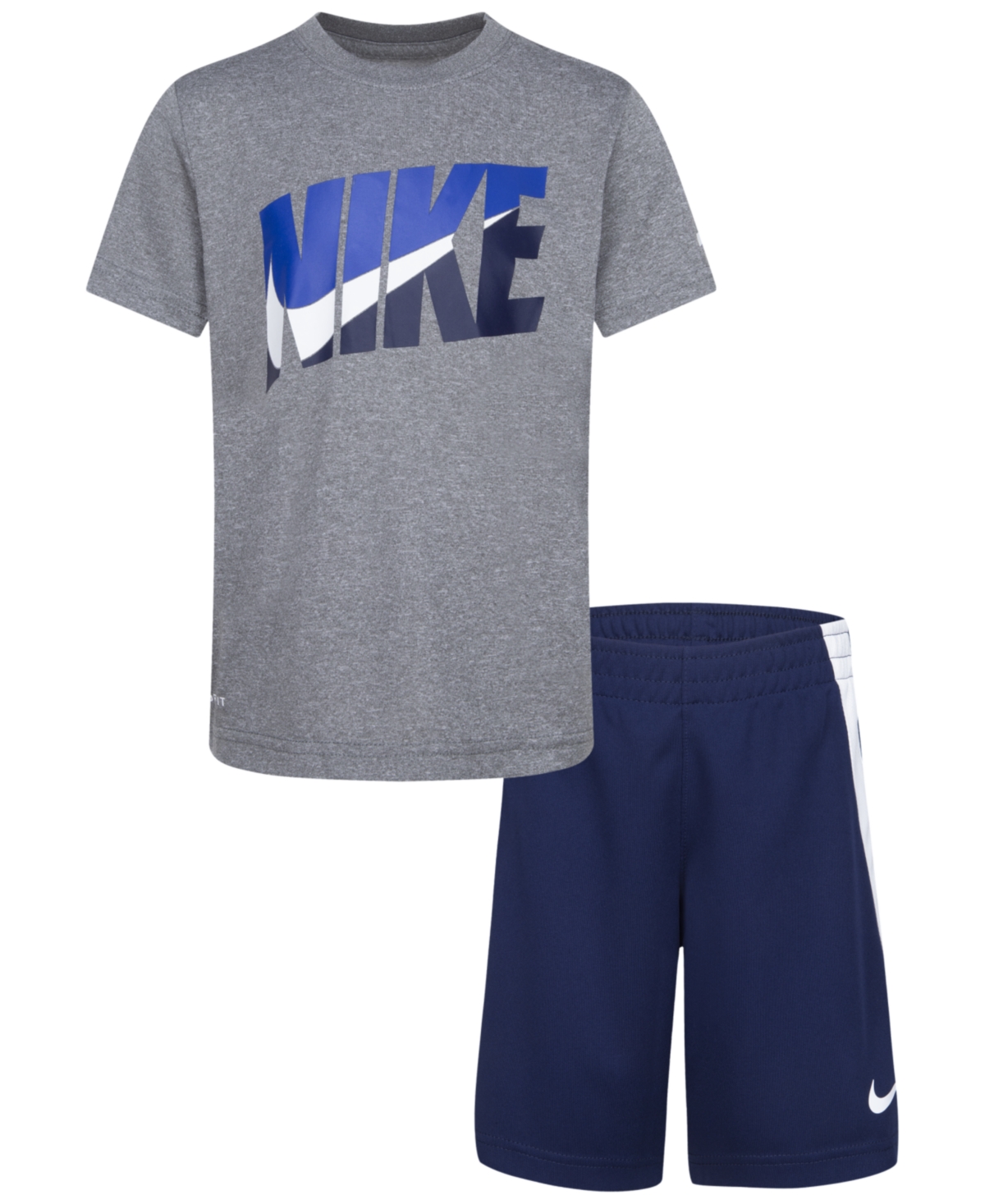 Nike Little Boys Tri-color T-shirt And Shorts Set In Midnight Navy