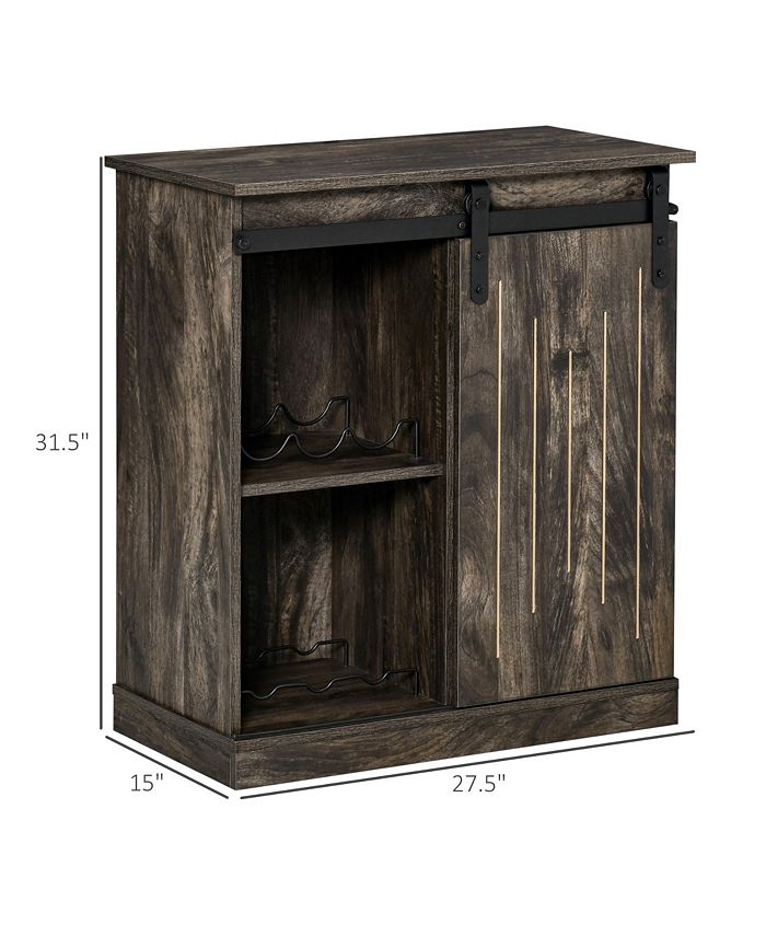 HOMCOM Sideborad With Wine Rack, Buffet Cabinet For Living Room, Natural Handle
