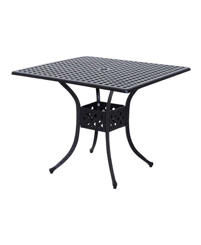 Outsunny 36" x 36" Square Metal Outdoor Patio Bistro Table with Center