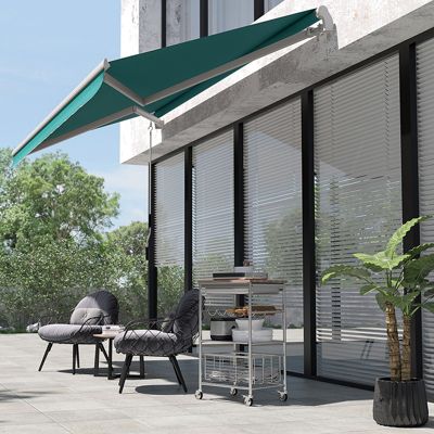 13' x 8' Manual Retractable Awning Sunshade Shelter,