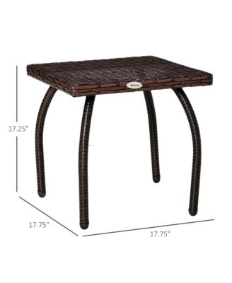 Rattan Wicker Side Table, End Table with All-Weather Material for Outdoor, Garden, Balcony, or Backyard, Brown