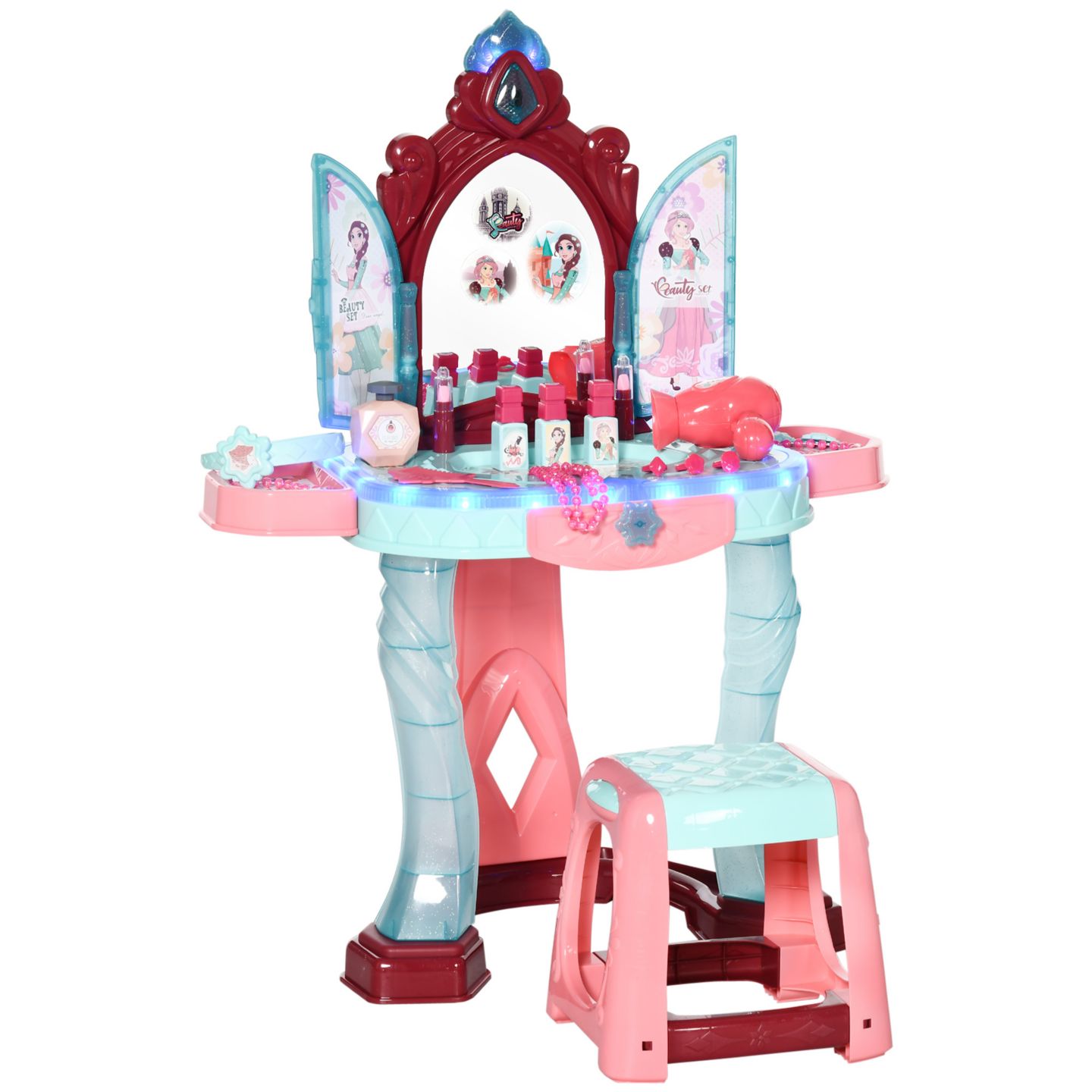 Детская игрушка Qaba Kids Vanity Table and Stool for 3-Year-Olds — фото 1