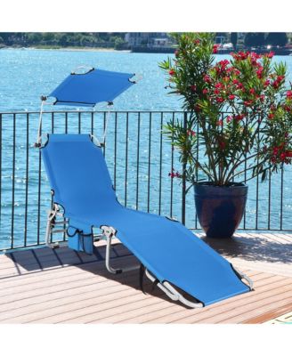 Foldable Lounge Chair Outdoor Adjustable Beach Patio Pool Recliner