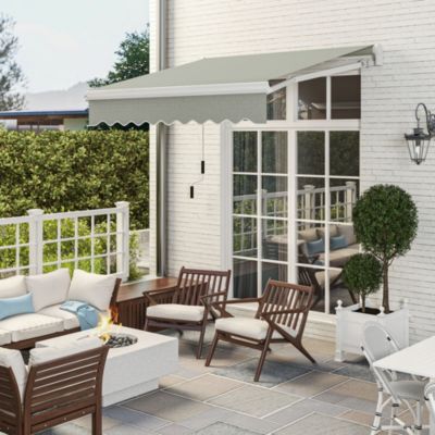 8' x 7' Patio Retractable Awning, Manual Exterior Sun Shade,