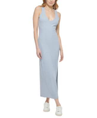 DKNY Jeans - Women's Ribbed Side-Slit V-Neck Tank Dress