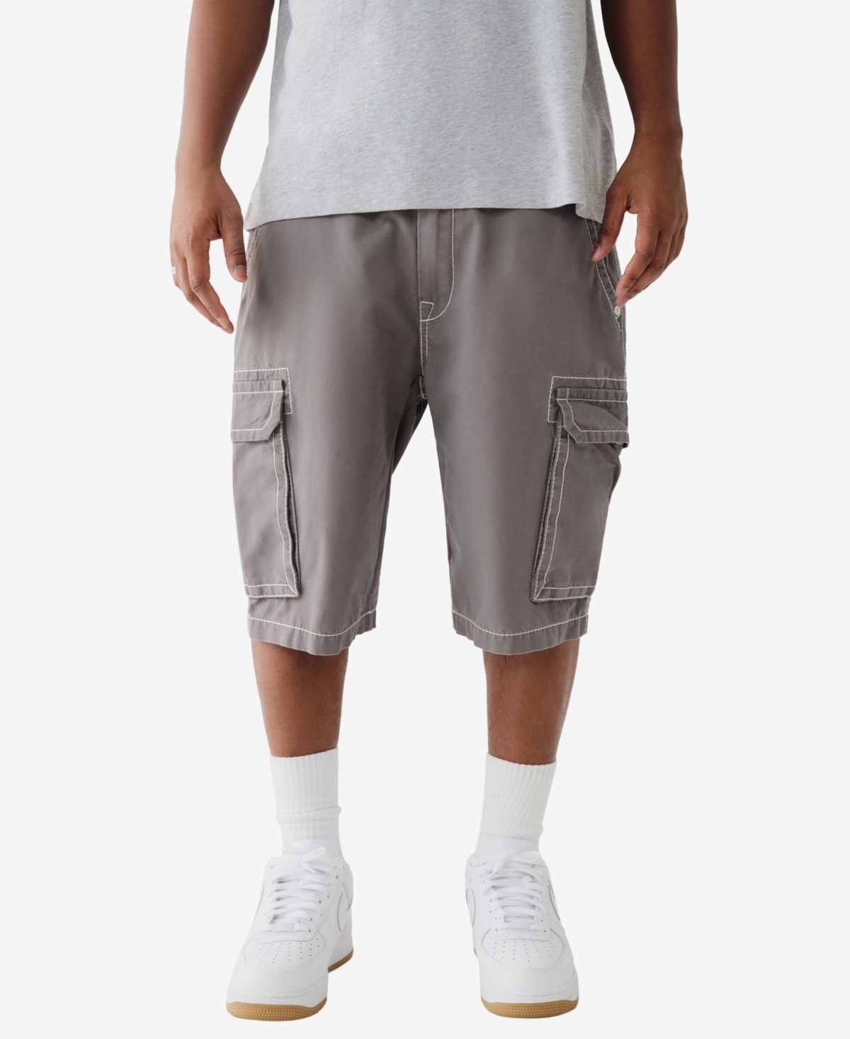 Shop True Religion Men's Big T Cargo Shorts- 12" Inseam In Granite Gray