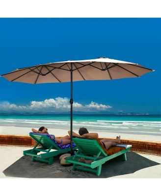 15' Market Outdoor Umbrella Double-Sided Twin Patio Umbrella with Crank