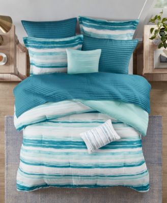 Marina Printed Seersucker 8-Pc. Comforter and Coverlet Set, King/California King