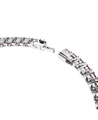Crystal Matrix Tennis Bracelet Round Cut Pink Rhodium Plated