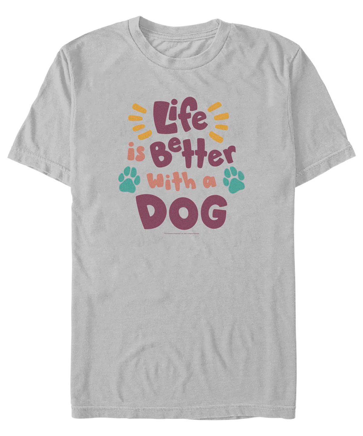 Fifth Sun Men's Life Better Dog Short Sleeve T-shirt In Silver