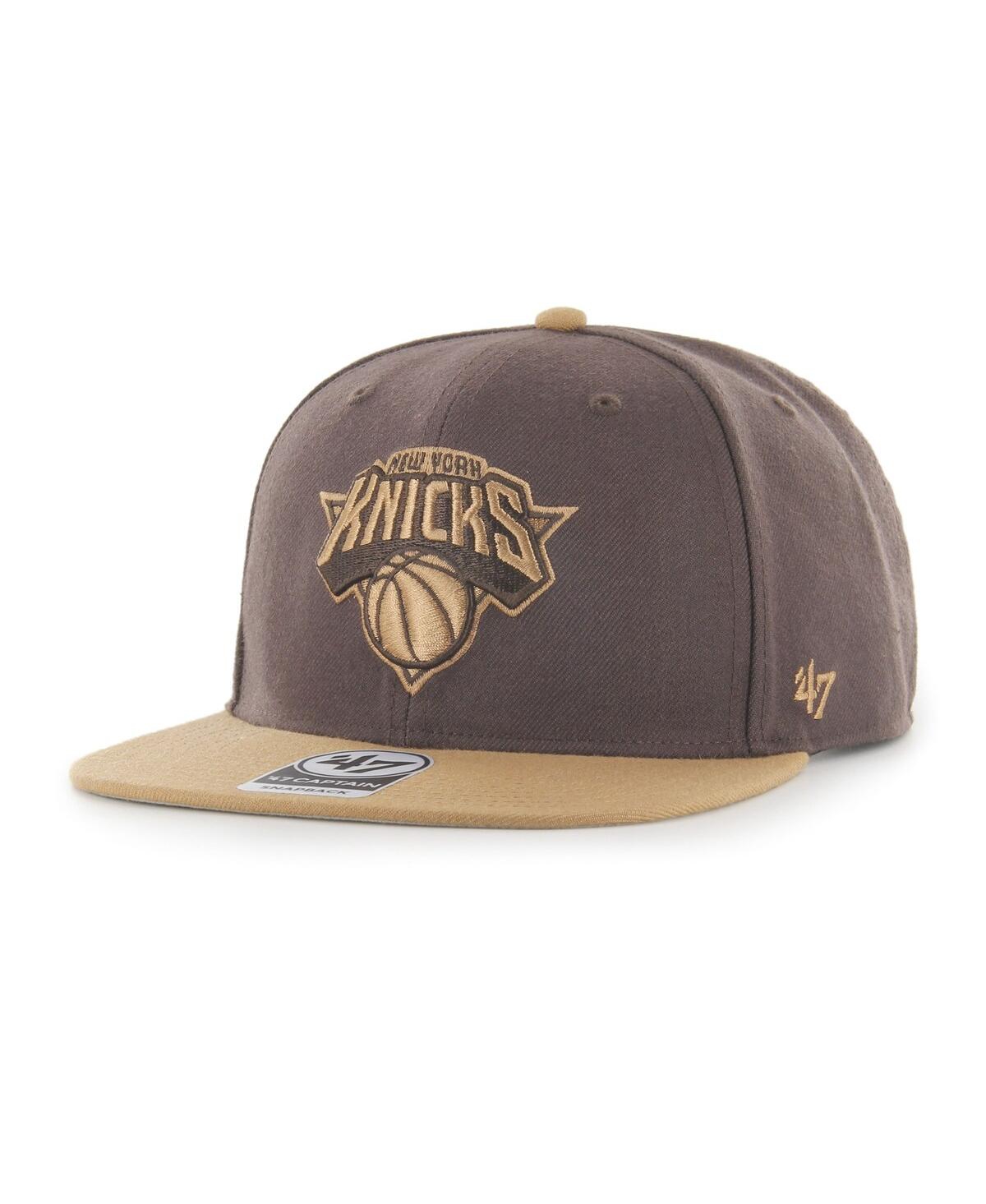 47 Brand Men's ' Brown New York Knicks No Shot Two-tone Captain Snapback Hat