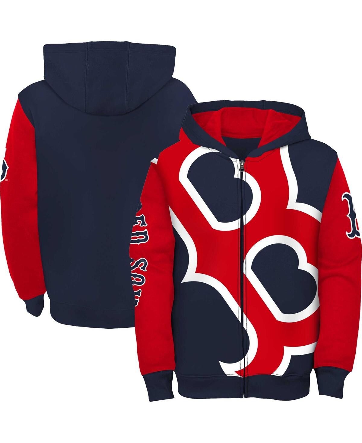 OUTERSTUFF BIG BOYS AND GIRLS NAVY BOSTON RED SOX POSTER BOARD FULL-ZIP HOODIE