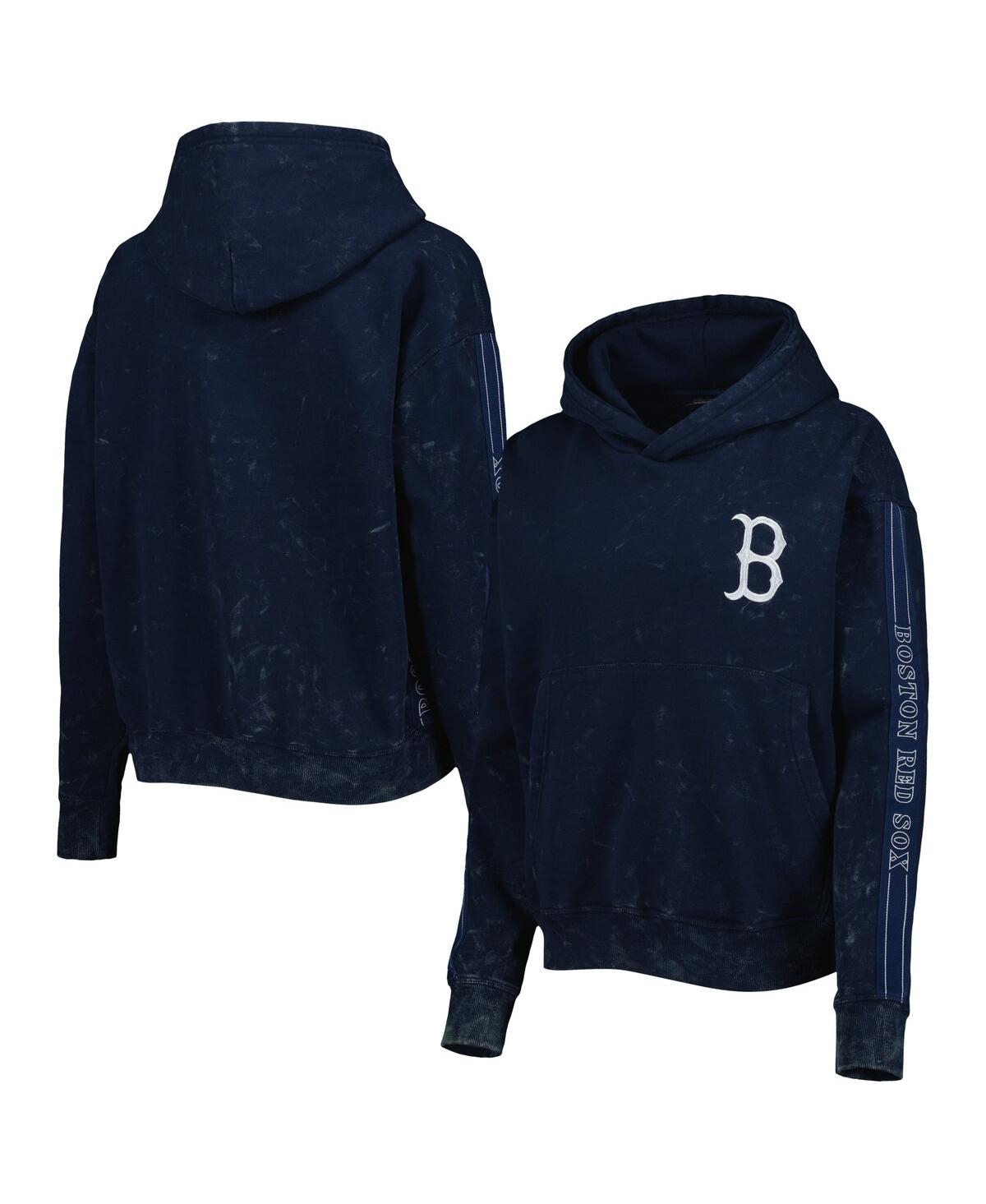 THE WILD COLLECTIVE WOMEN'S THE WILD COLLECTIVE NAVY BOSTON RED SOX MARBLE PULLOVER HOODIE