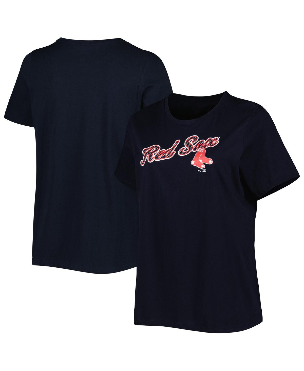 Women's Navy Boston Red Sox Plus Size Team Scoop Neck T-shirt - Navy