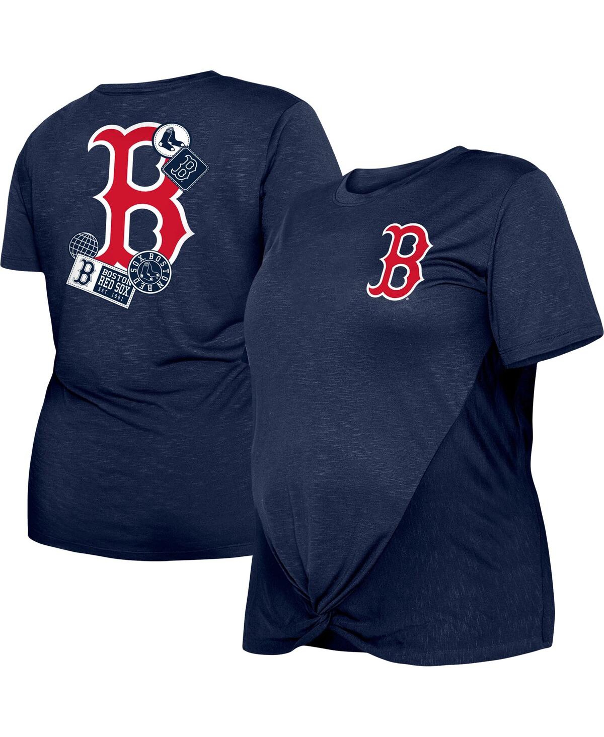 Shop New Era Women's  Navy Boston Red Sox Plus Size Two-hit Front Knot T-shirt