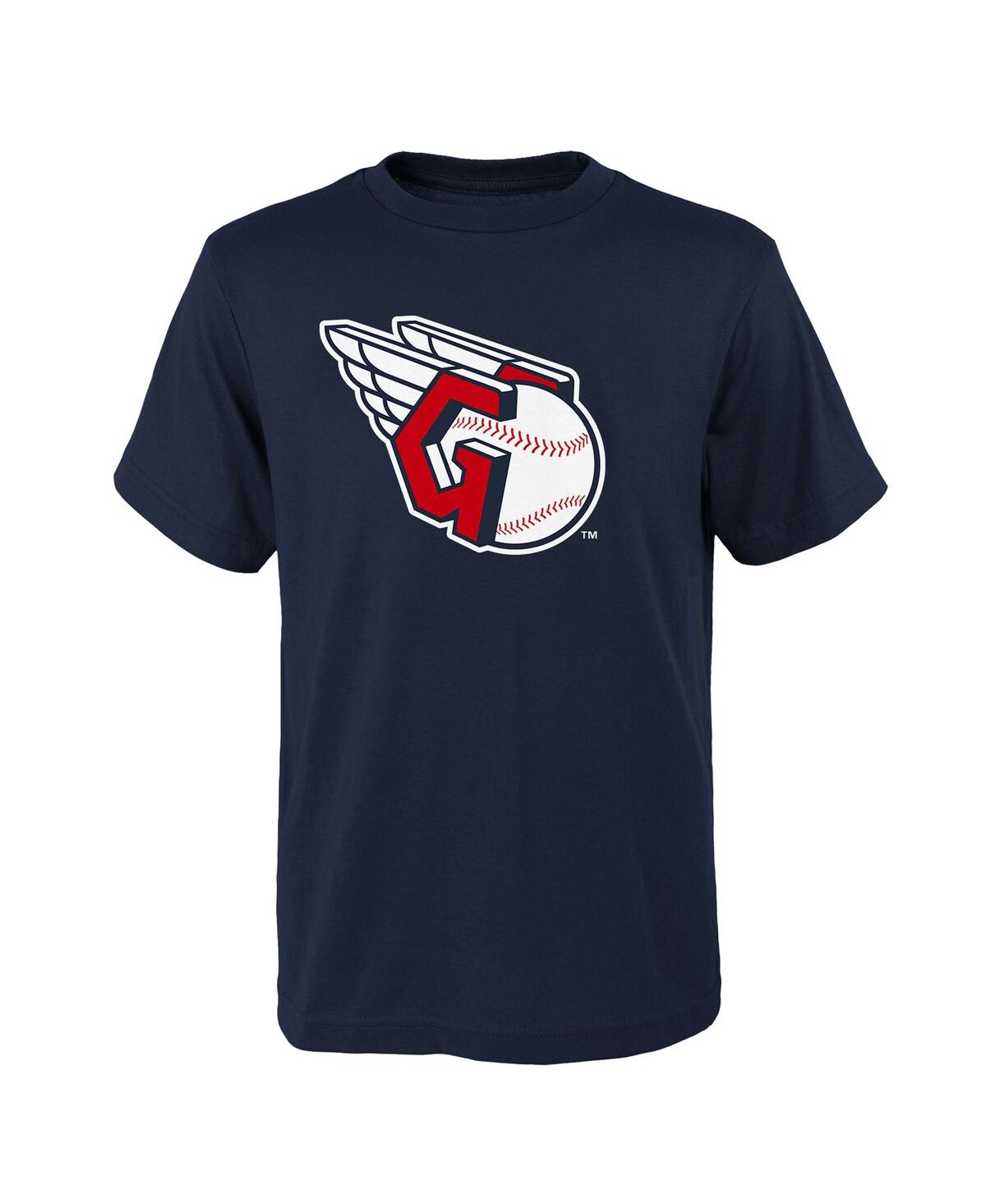 Outerstuff Kids' Big Boys And Girls Navy Cleveland Guardians Logo Primary Team T-shirt