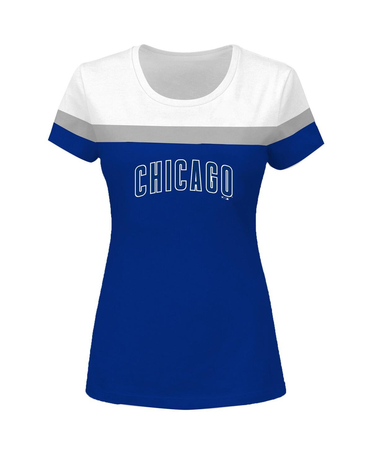 PROFILE WOMEN'S WHITE, ROYAL CHICAGO CUBS PLUS SIZE COLORBLOCK T-SHIRT