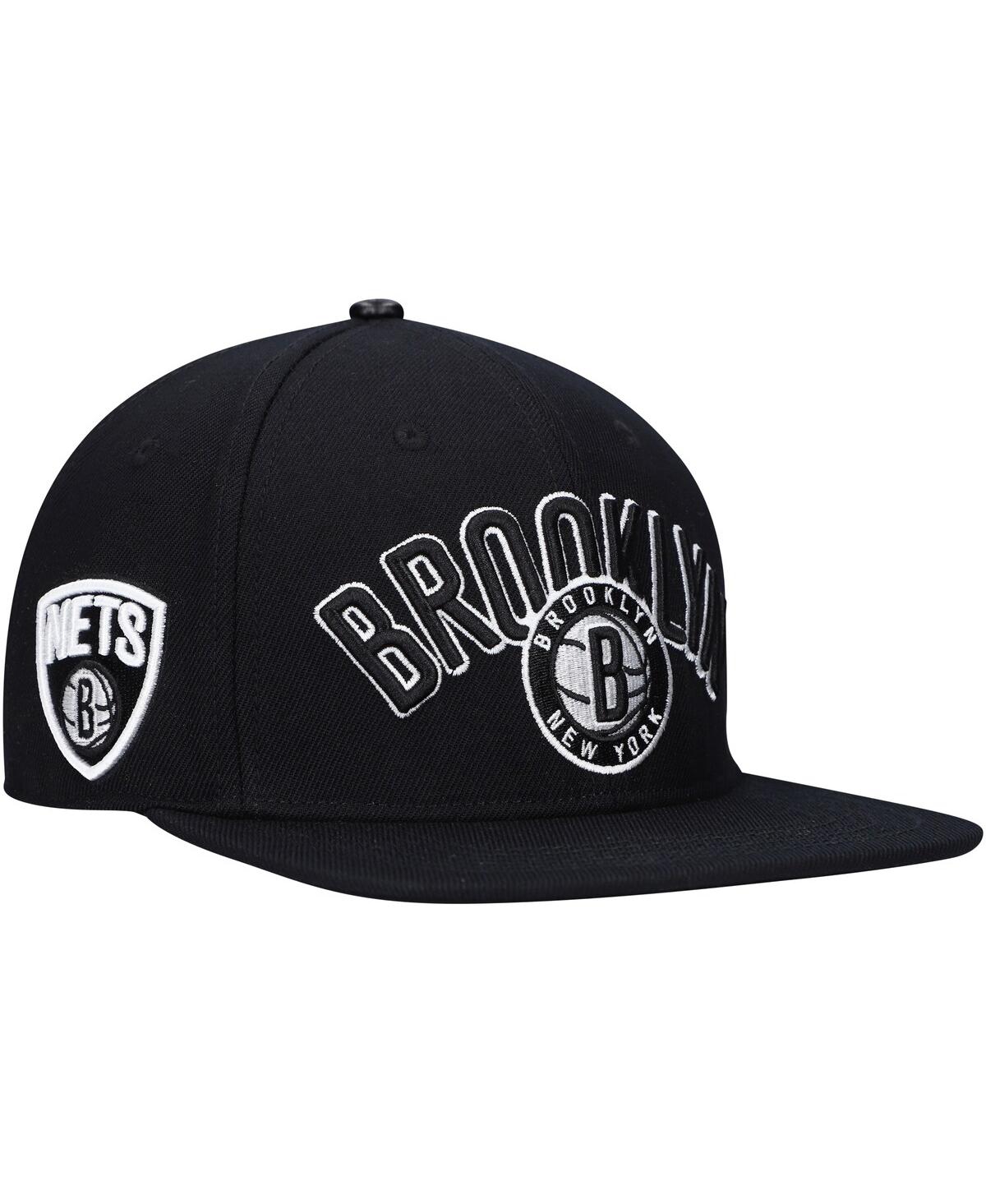 Shop Pro Standard Men's  Black Brooklyn Nets Wordmark Logo Snapback Hat