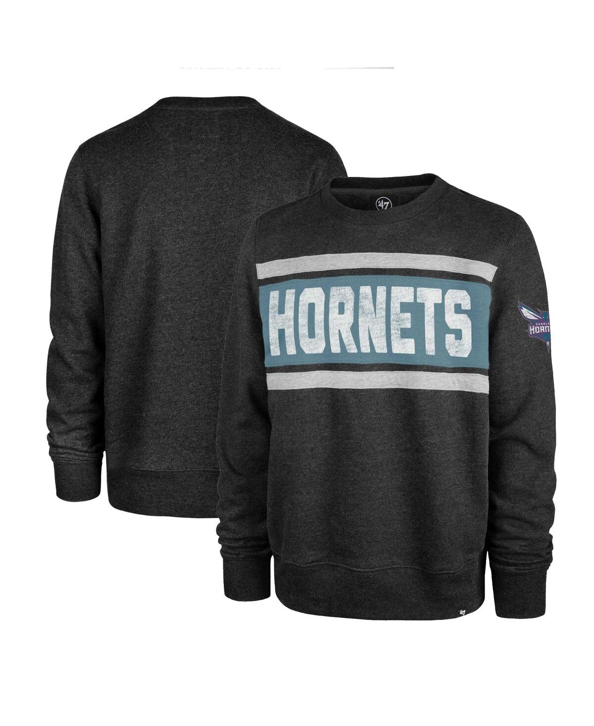 47 Brand Men's ' Heather Black Charlotte Hornets Tribeca Emerson Pullover Sweatshirt