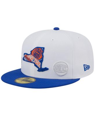 New Era Men's White and Blue New York Knicks State Pride 59FIFTY Fitted Hat