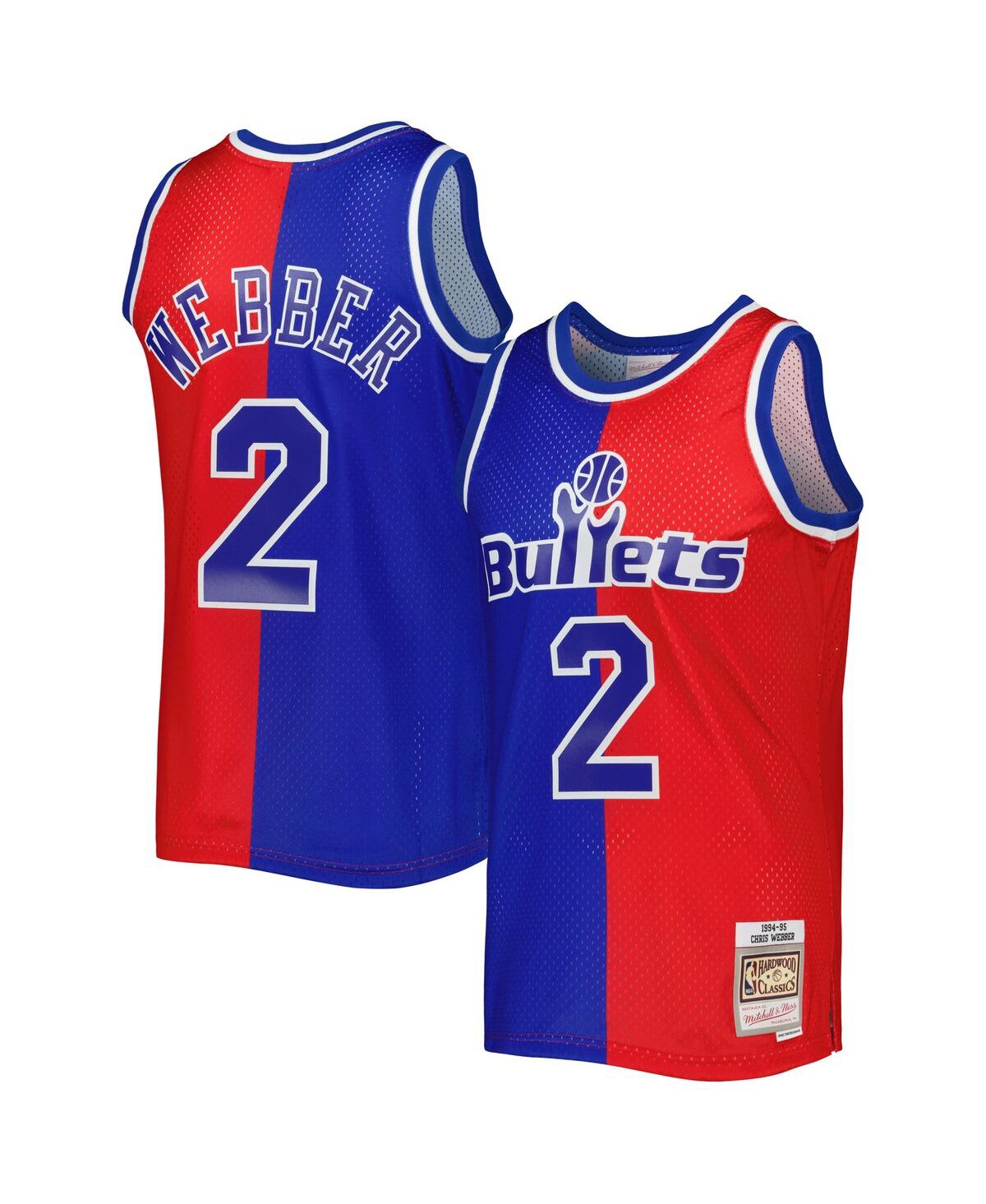 Men's Mitchell & Ness Chris Webber Red Washington Bullets Hardwood Classics 1994-95 Split Swingman Jersey - Red