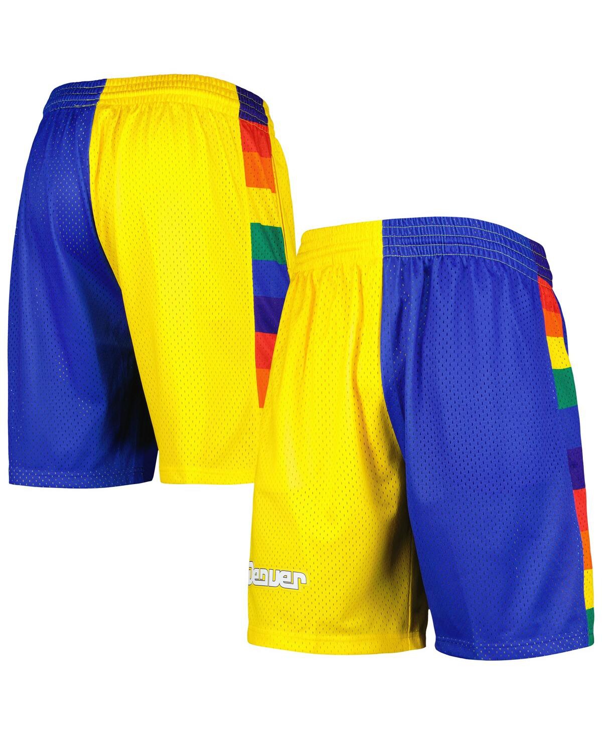Mitchell & Ness Men's  Royal And Gold Denver Nuggets Hardwood Classics 1991 Split Swingman Shorts In Royal,gold