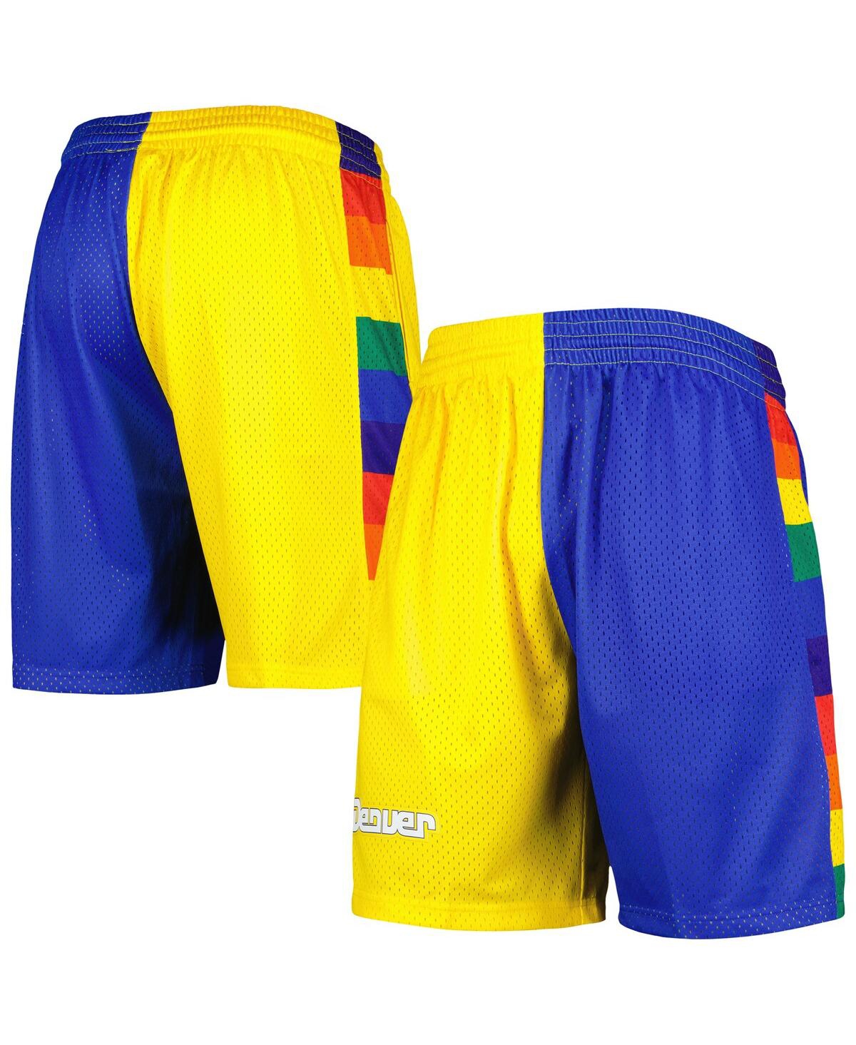 Shop Mitchell & Ness Men's  Royal And Gold Denver Nuggets Hardwood Classics 1991 Split Swingman Shorts In Royal,gold