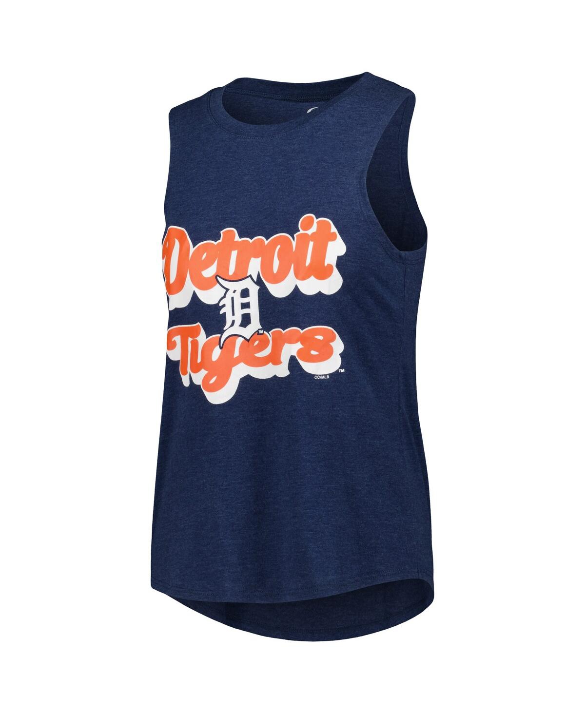 Shop Concepts Sport Women's  Orange, Navy Detroit Tigers Wordmark Meter Muscle Tank Top And Pants Sleep Se In Orange,navy