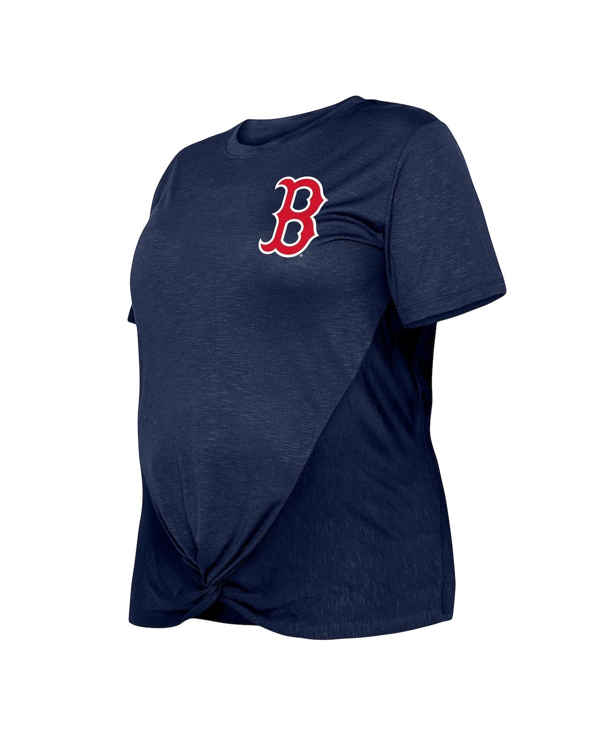 Shop New Era Women's  Navy Boston Red Sox Plus Size Two-hit Front Knot T-shirt