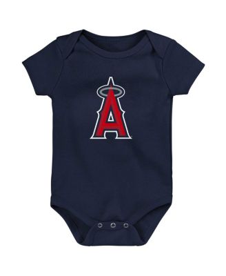 Newborn and Infant Boys and Girls Navy, White, Heather Gray Los Angeles Angels Biggest Little Fan 3-Pack Bodysuit Set