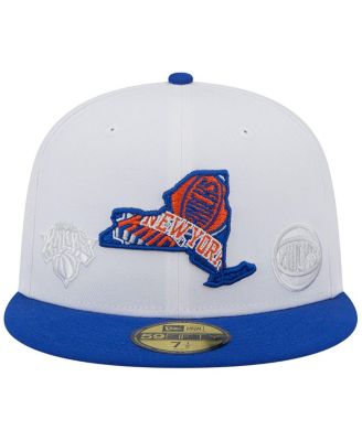 New Era Men's White and Blue New York Knicks State Pride 59FIFTY Fitted Hat