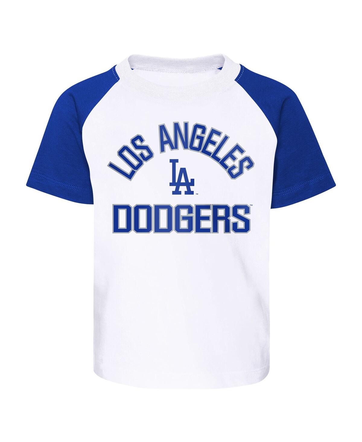Little Boys and Girls Los Angeles Dodgers Heather Gray Groundout Baller Raglan T-shirt and Shorts Set - Heather Gray