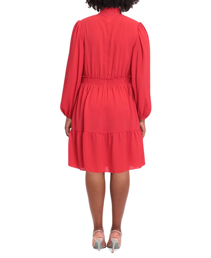 London Times Plus Size Smocked Tiered Fit & Flare Dress - Macy's