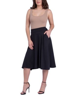 Women's Elastic Waistband Pocket Midi Skirt
