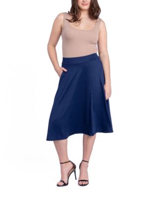Women's Elastic Waistband Pocket Midi Skirt