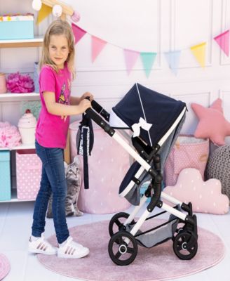Dolls Blue, Grey, White Pram Neo Vario