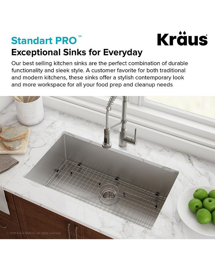 Kraus Standart PRO 28 in. 16 Gauge Undermount Single Bowl Stainless Steel Kitchen Sink Macy's